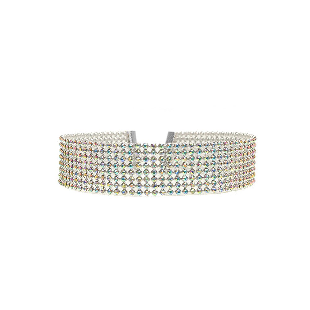 Shining Rhinestone Diamante Choker Ketting voor Vrouwen Breed Chocker Kraag Bijoux Sieraden Meisjes Kerstcadeau XR214: Multi Color