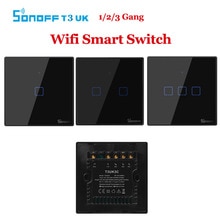 Sonoff T3 UK Smart Wifi Lichtschakelaar 1 2 3 Gang Touch/WiFi/RF/APP Afstandsbediening smart Home Muur Touch Switch Werken met Alexa