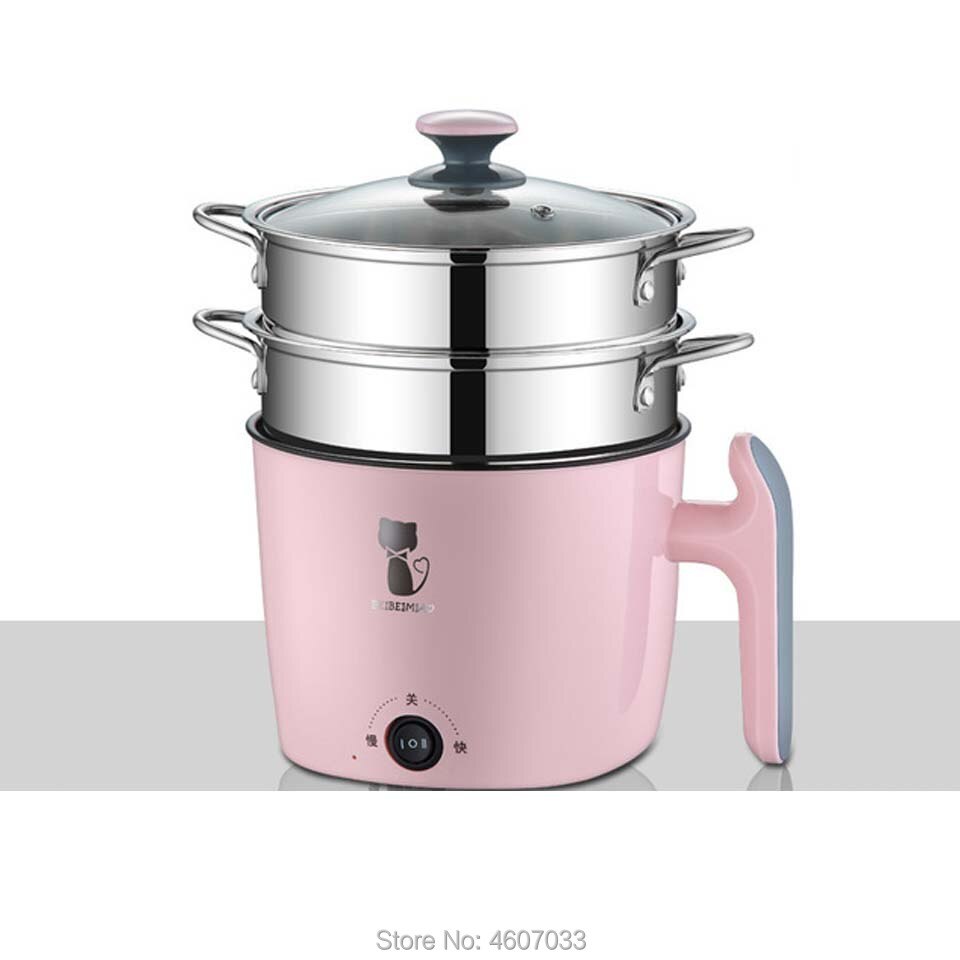 CN 220V Multifunctional Electric Cooker Heating Pan Electric Cooking Pot Machine Hotpot Noodles Rice Eggs Soup double Steamer