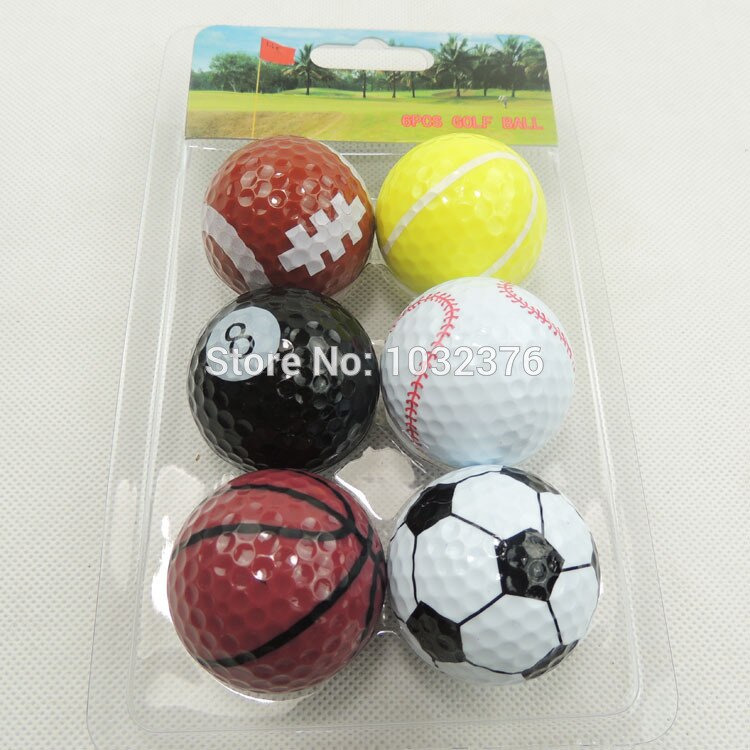 6pcs Soccer Golf Sports ball With Multi Color Two Layer Golf Driving Range Ball