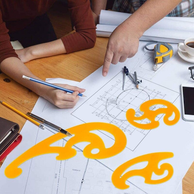 9 Pcs Architecture Drawing Templates Technical Drafting Stencils Tool French Curve Ruler for Artistic Studio Office