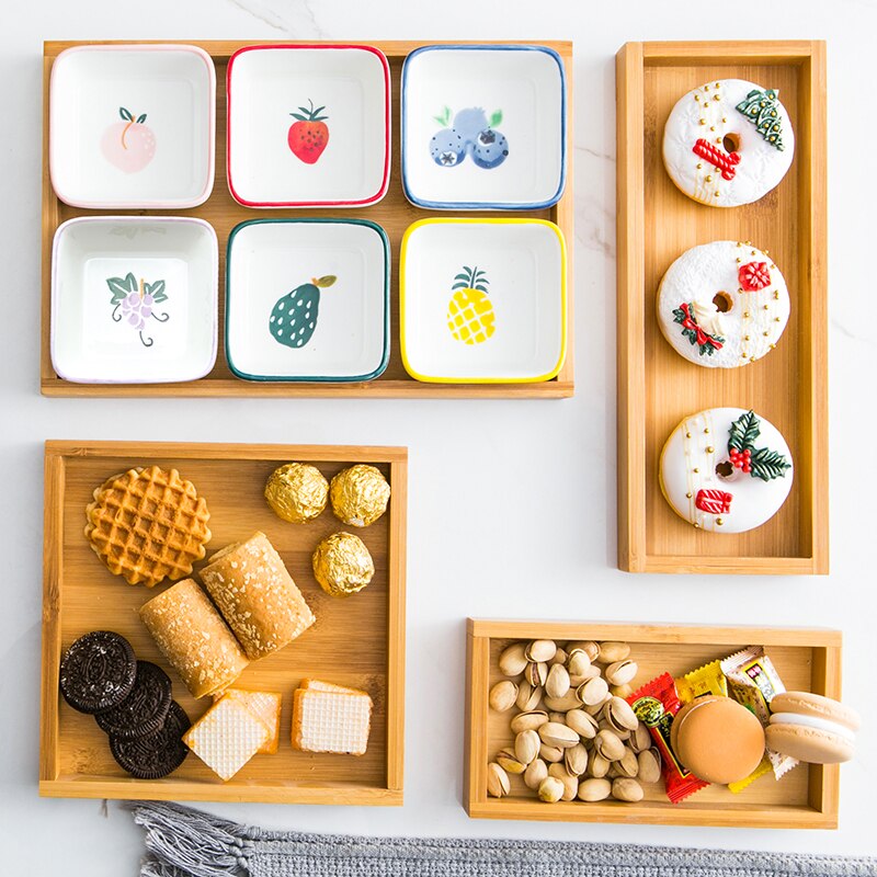 Plaat Keramiek Combinatie Fruit Sala Snack Snoep Schotel Houten Serveerschaal Huishouden