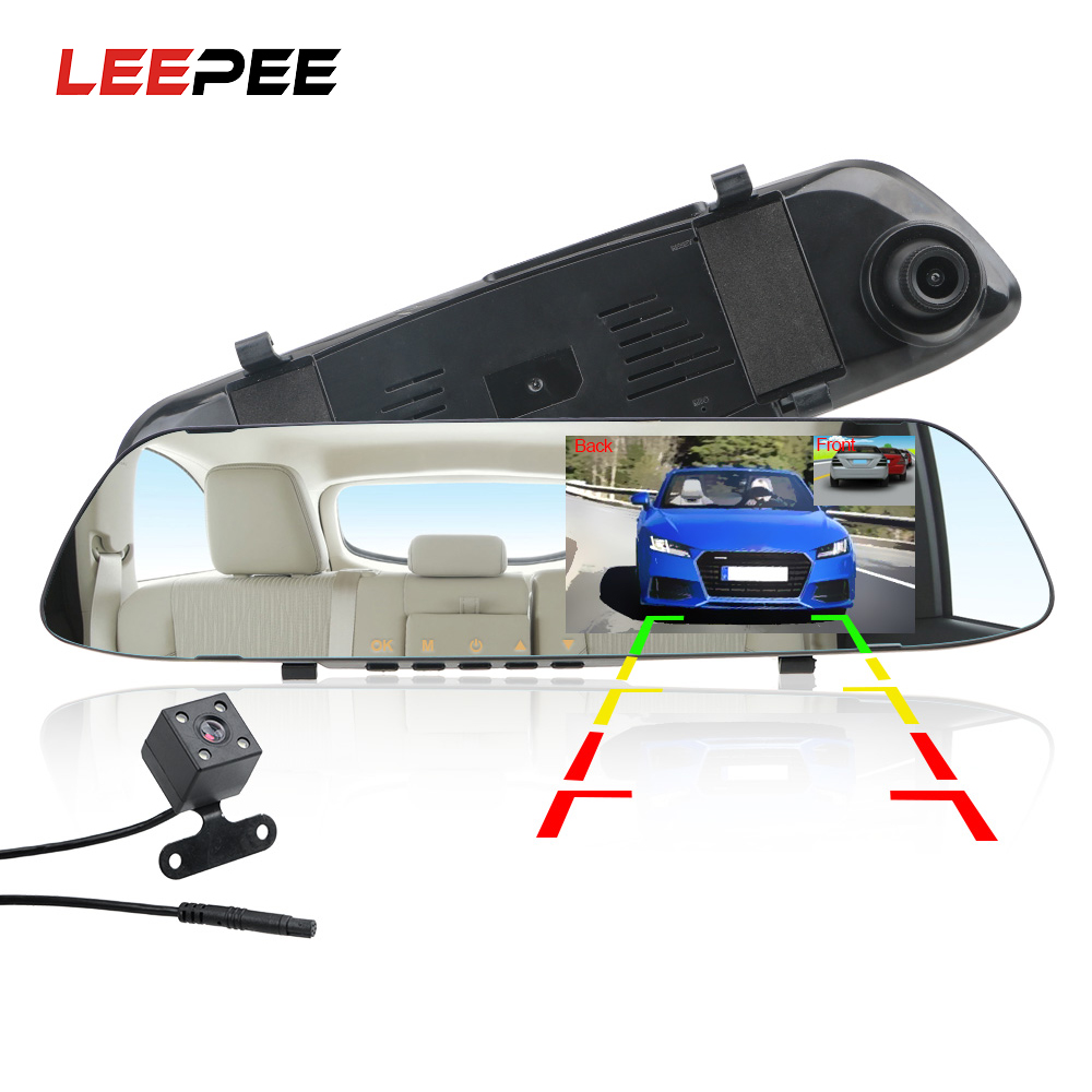 Leepee Auto Dvr Dash Camera Dash Cam 4.3 ''Auto Dvr Spiegel Dual Len Hd 1080P Achteruitrijcamera achteruitkijkspiegel Dashcam Auto Recorder Video