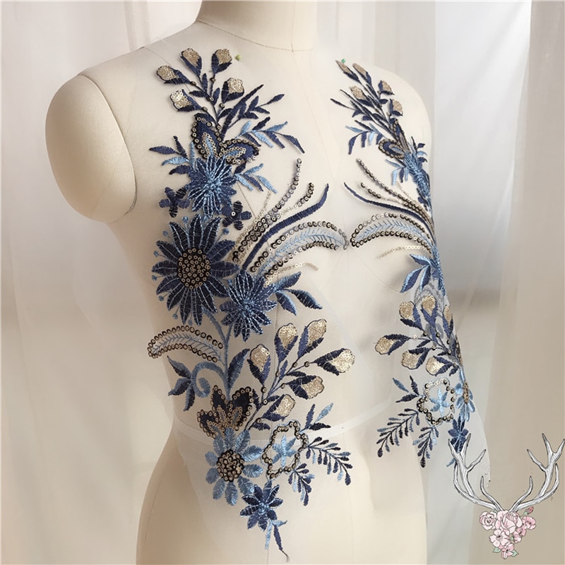 1 pc zelfgemaakte kralen applicatie bloemenpatch trouwjurk accessoires kant borduurwerk kleding repareren  hb78