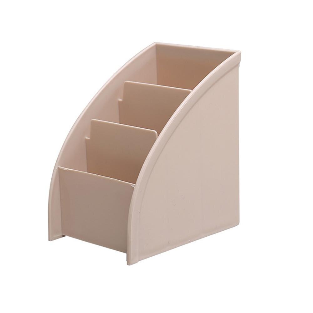 Organizador trapezoidal multifuncional, caja de almacenamiento para mandos a distancia, soporte para teléfono móvil, estuche de almacenamiento de maquillaje, decoración de escritorio: Khaki