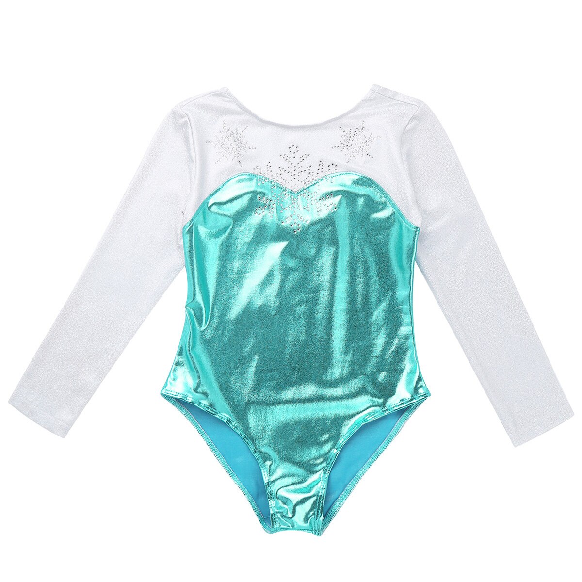 Long Sleeves Shiny Ballerina Ballet Dress Kids Leotards Dresses Dance Wear Snowflake Costumes Ballet Leotards Jumpsuit for Girls