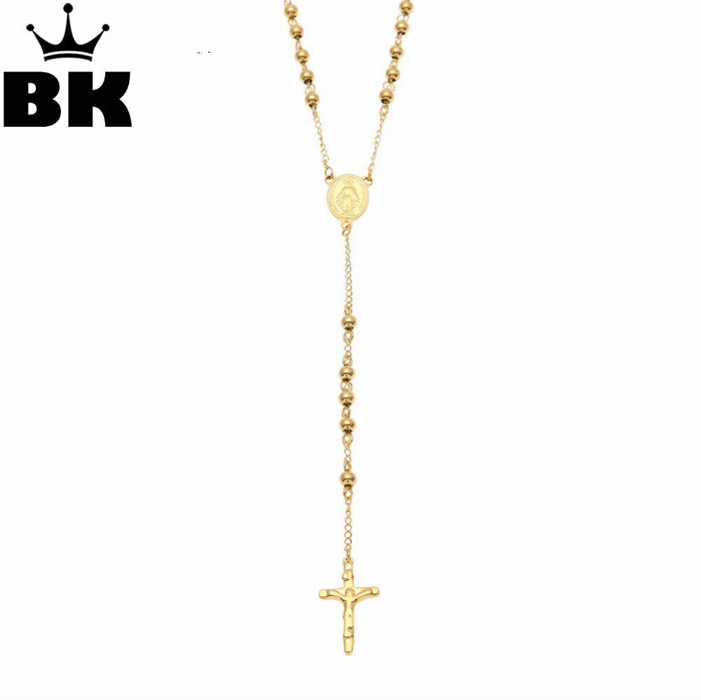 Katolsk madonna guddom guadalupe rosenkrans perle halskæde guldfarve smykker jesus krucifiks kryds vedhæng