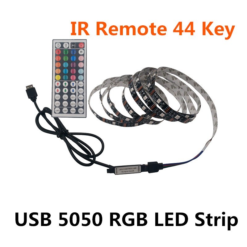 DC 5V USB LED Strip 5050 Waterdichte RGB LED Light Flexibele 50CM 1M 2M voeg 3 17Key Afstandsbediening Voor TV Achtergrond Verlichting: IP65 Waterproof / IR 44 Key Set / 500CM