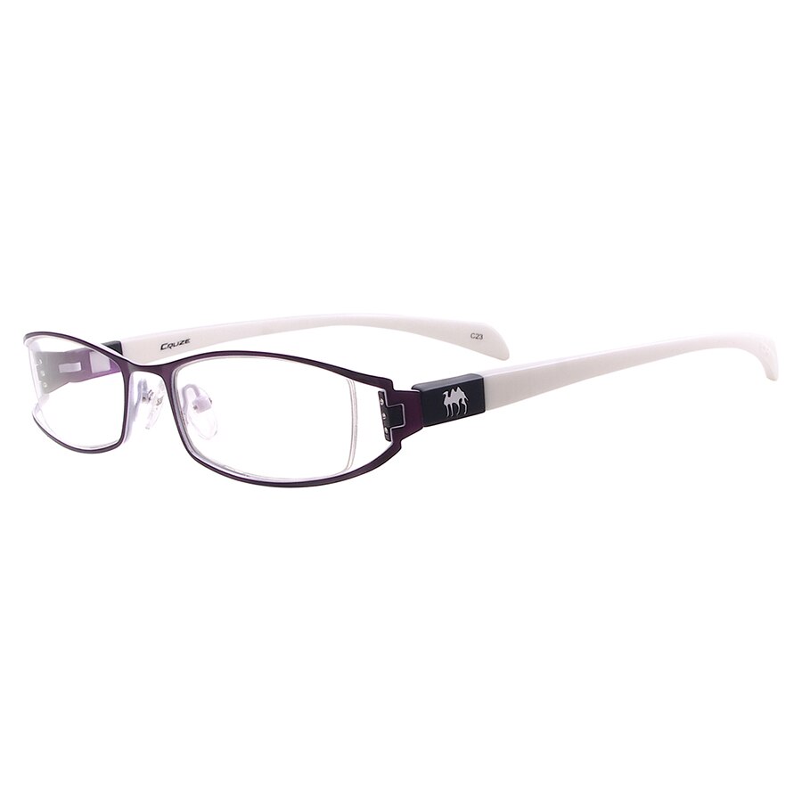 Montura de gafas de Metal Rectangular, montura completa para prescripción de miopía, lentes graduables de lectura para mujer: Púrpura