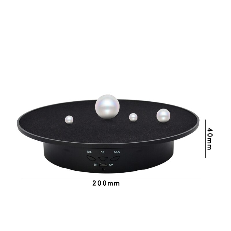 Rotating Display Stand - 20x20x4cm - Electric Turntable for Product Photography, Jewelry, Video Shooting: Black black velvet