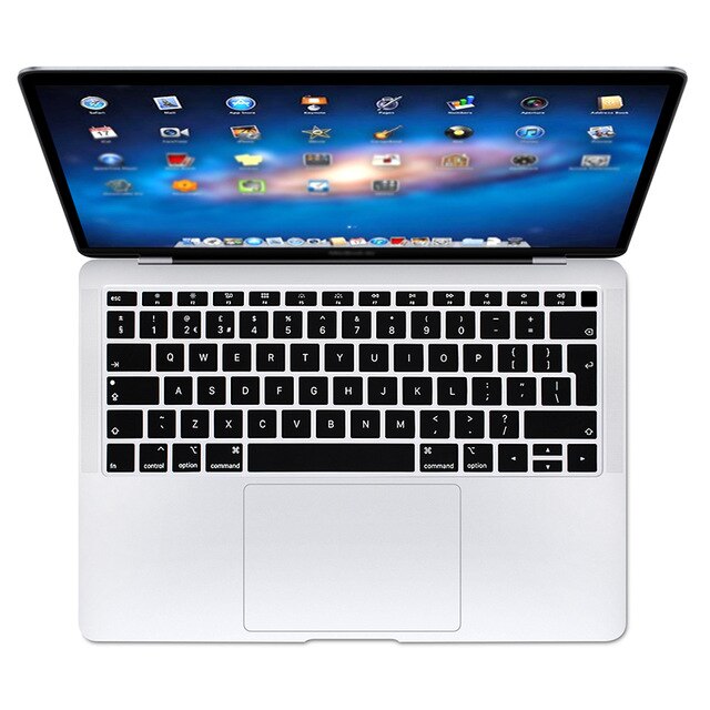 MacBook Air 13 A1932 Keyboard Protector - Silicone Euro Layout Dustproof Waterproof Skin: Black