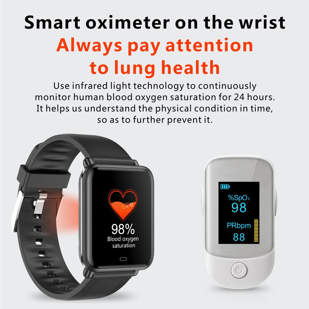 Q9t sport smartwatch lichaamstemperatuur meten aangepaste wijzerplaat smartwatch mannen vrouwen hartslagmeter armband voor android ios pk  p9