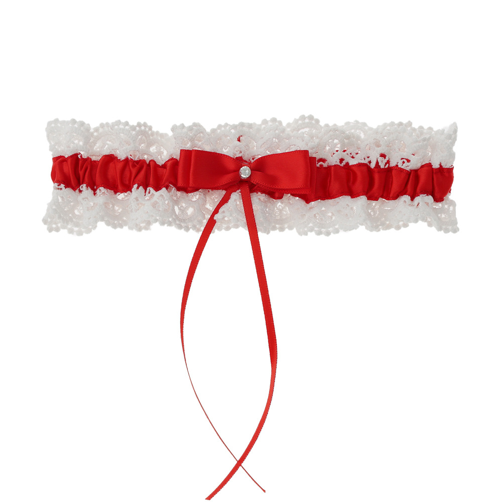 Kleurrijke bruiloft kousenband bruids douche bruid aandenken kant bloemen strass boog sexy vrouwen been kousenband dij ring dij kousenband: Donkergrijs