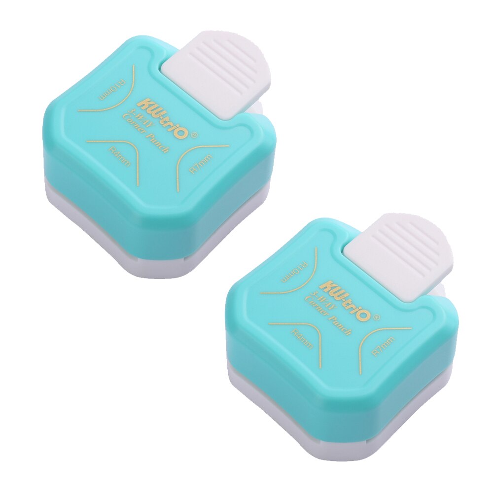 R4 R7 R10 3 In 1 Corner Rounder Papier Stoten Border Punch Ronde Hoek Paper Cutter Card Scrapbooking Voor Diy handgemaakte Ambachten: Blue 2 Pcs