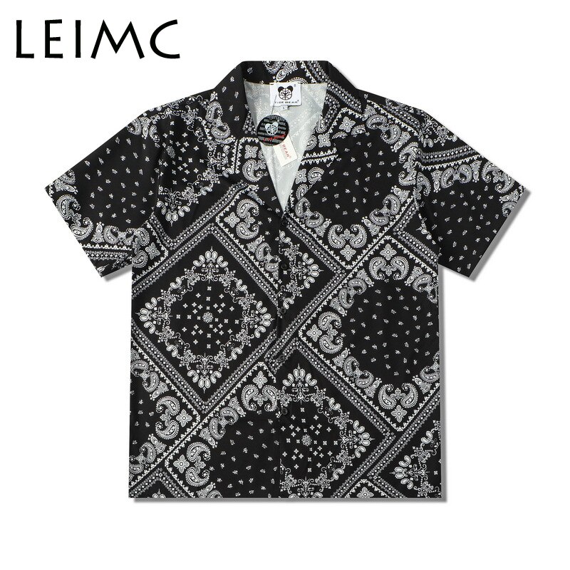 LEIMC Stye Cashew Flowers Print Short Sleeve Shirts Men Summer Casual Punk Rock Hip Hop Shirt Streetwear