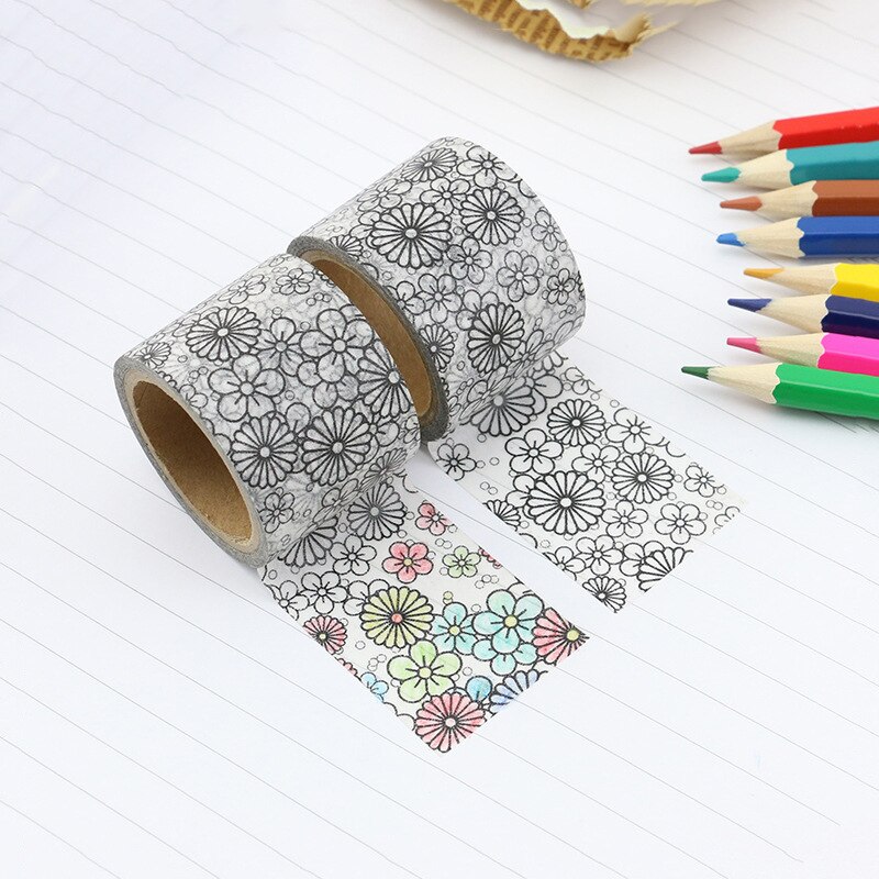 Grote Coloring Diy Washi Tape Japanse Papier Kawaii Decoratie Tapes Lijm Masking Tapes Briefpapier Stickers 30 Mm * 5 M