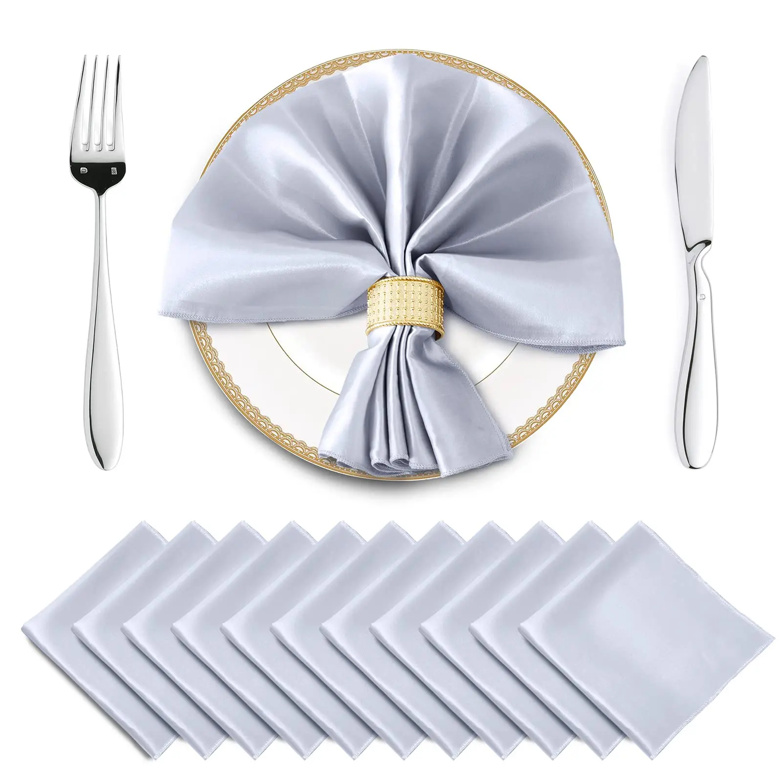 12PCS Wedding Red Satin Napkin 30x30cm Soft Table Napkins for Year Christmas Decoration Party Dinner Table Decor: VIOLET/紫罗兰