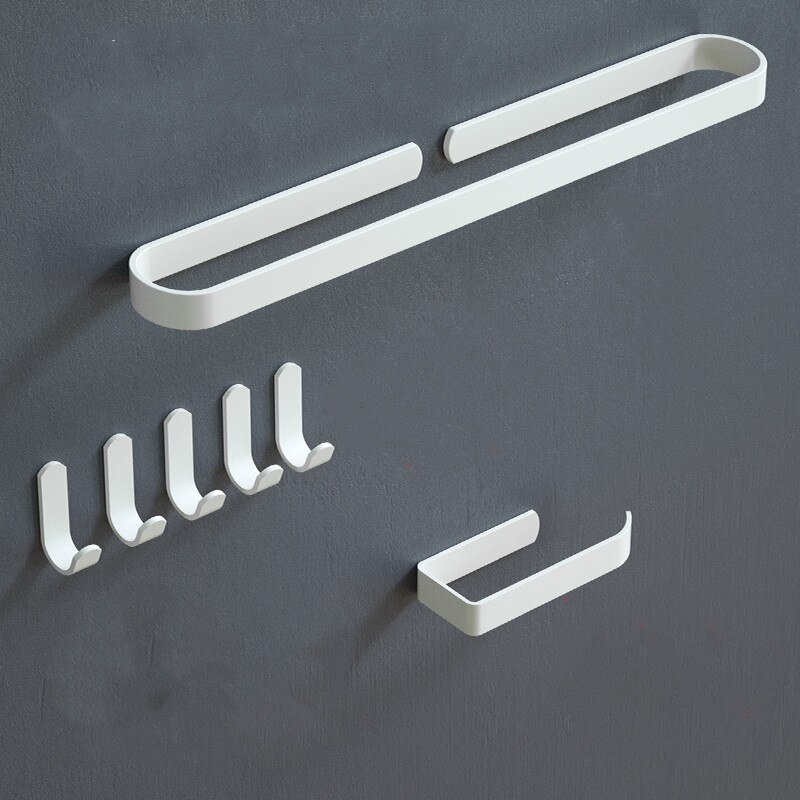 Toallero de aluminio sin clavos para baño, soporte de toalla de baño sin agujeros, color negro