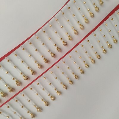 Cuentas de cristal de 2 yardas, adorno de encaje, borlas hechas a mano, sombreros con flecos, vestido de noche, ropa, Collar de puño de boda, Cheongsam decorativo: D Red 8cm wide