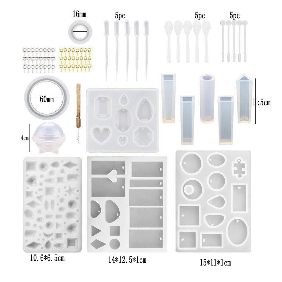 184 pezzi di Stampo In Silicone Della Miscela Bastone Contagocce Catenaccio Gioielli FAI DA TE Che Fanno Gli Accessori Strumenti di Stampi Geometrica Resina Epossidica Combinat: C008
