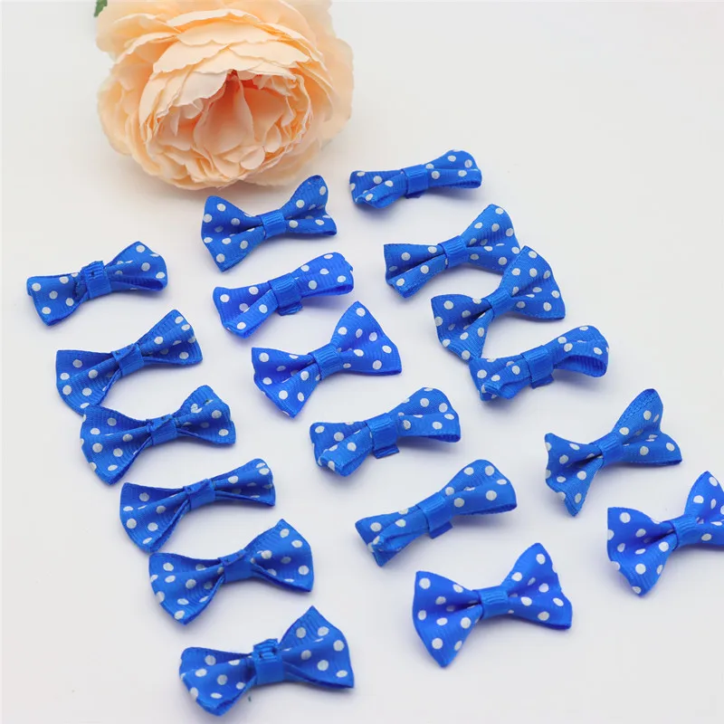 50/100pcs Size 2cmx3.5cm mini polka dot bow waist bow tie clothing diy accessories jewelry small bow tie headwear accessories: LIGHT BLUE / M