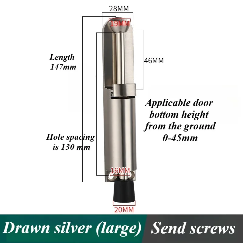 Telescopic Door Stopper Spring Loaded Heavy Duty Stopper Metal Adjustable Position with Foot Brake Wedges for Door Bottom Seam: WHITE