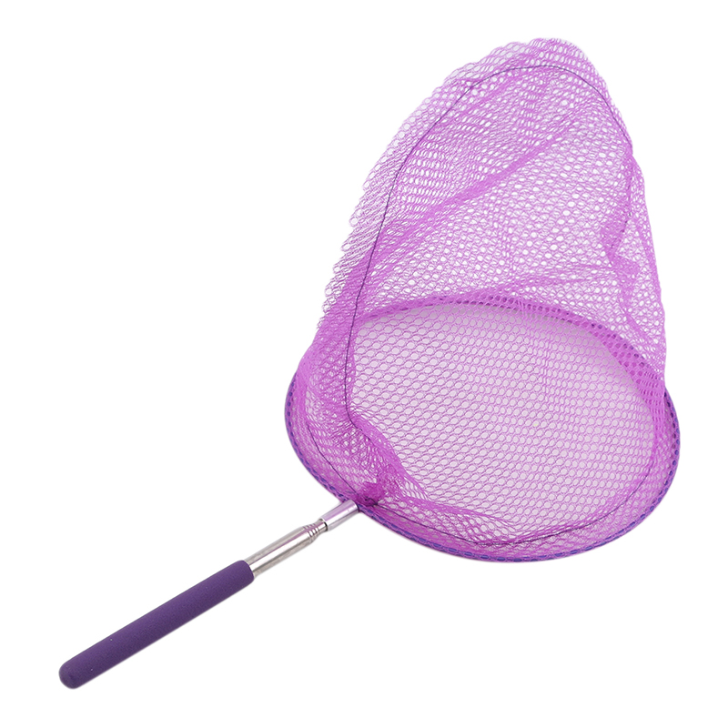 Red de pesca retráctil para niños, malla de nailon plegable de acero inoxidable para exteriores, insectos, mariposas y libélulas: Morado