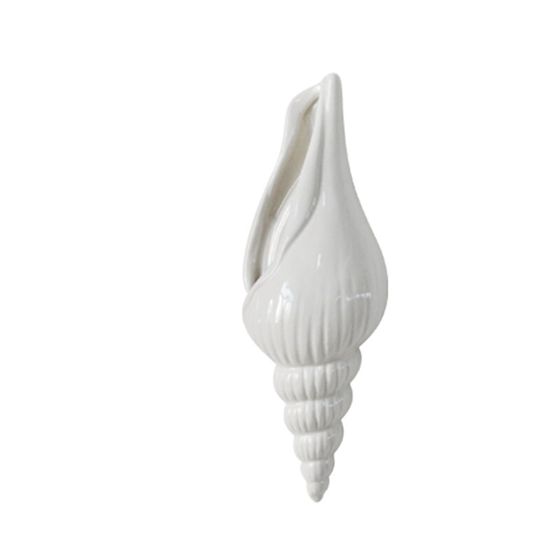 Modern White Ceramic Sea Shell Conch Flower Vase Wall Hanging Home Decor Living Room Background Wall Decorated Vase Style 3