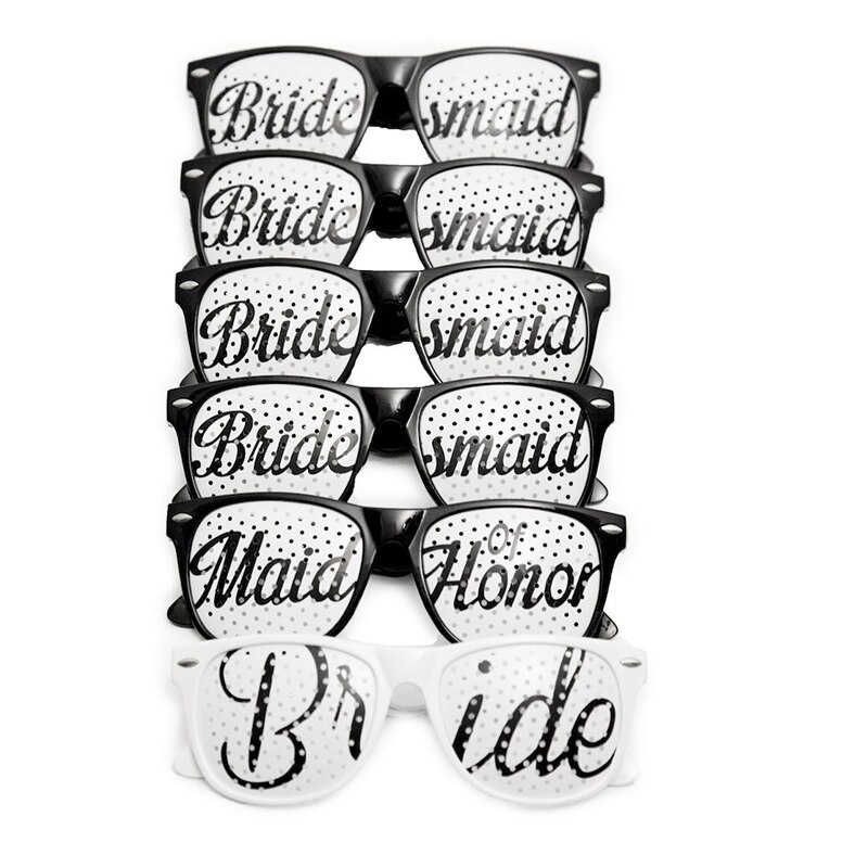 12 Stks/partij Wedding Party Zonnebril Maskers Team Bruidegom Bruid Bruidsmeisje Bril Bruiloft Bridal Bachelorette Vrijgezellenfeest Decoraties