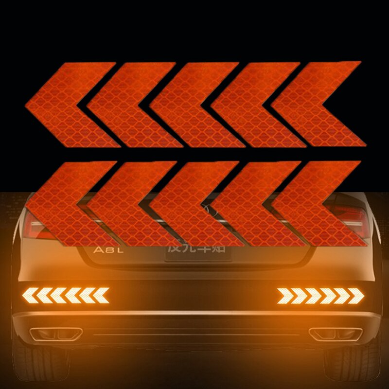 10 Stück Pfeil-Reflektorband, Sicherheitsvorsicht, Warnung, reflektierendes Klebeband, Aufkleber für LKW, Motorrad, Fahrrad, Auto, Styling: Grün