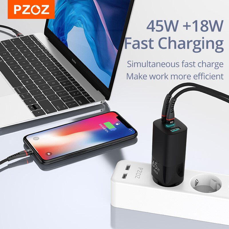 PZOZ 65W GaN Ladegerät Schnell Ladung 4,0 3,0 Typ C PD USB Ladegerät Schnelle Ladung USB-C Für Schalter MacBook Luft iPad Profi Samsung Hinweis