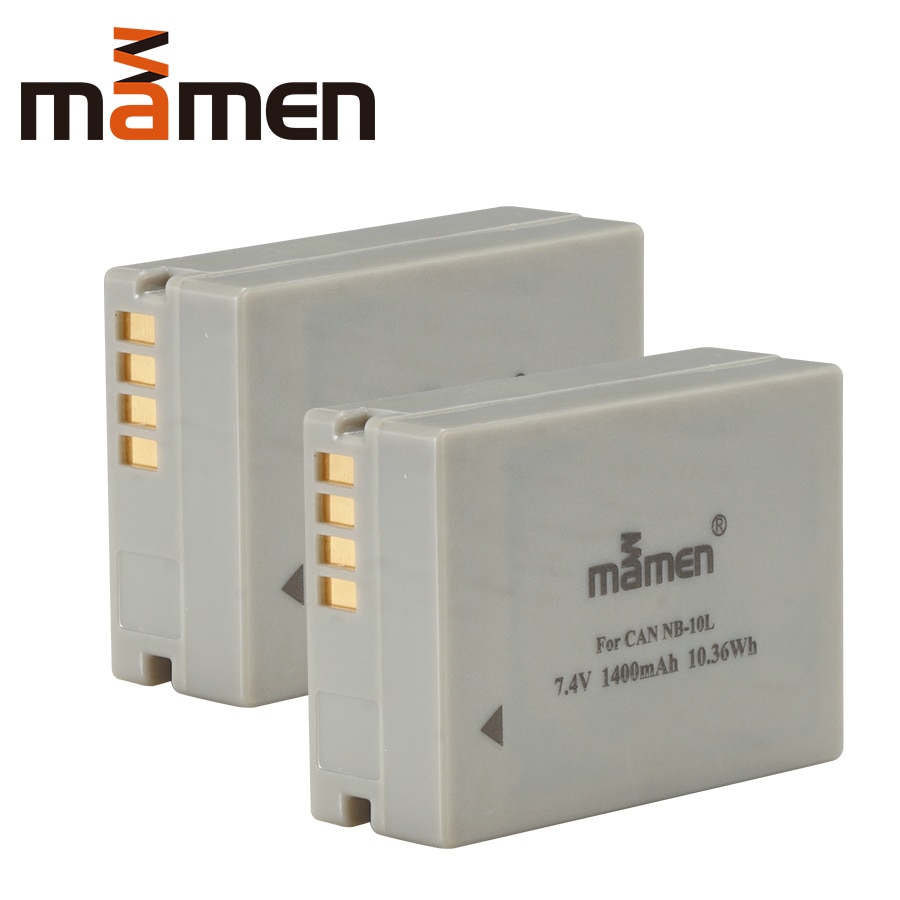 Mamen 2pcs 1400mAh NB-10L NB10L NB 10L Digital Camera Battery Pack for Canon G1X G15 G16 HS SX50HS SX60HS SX40 Li-ion Batteries