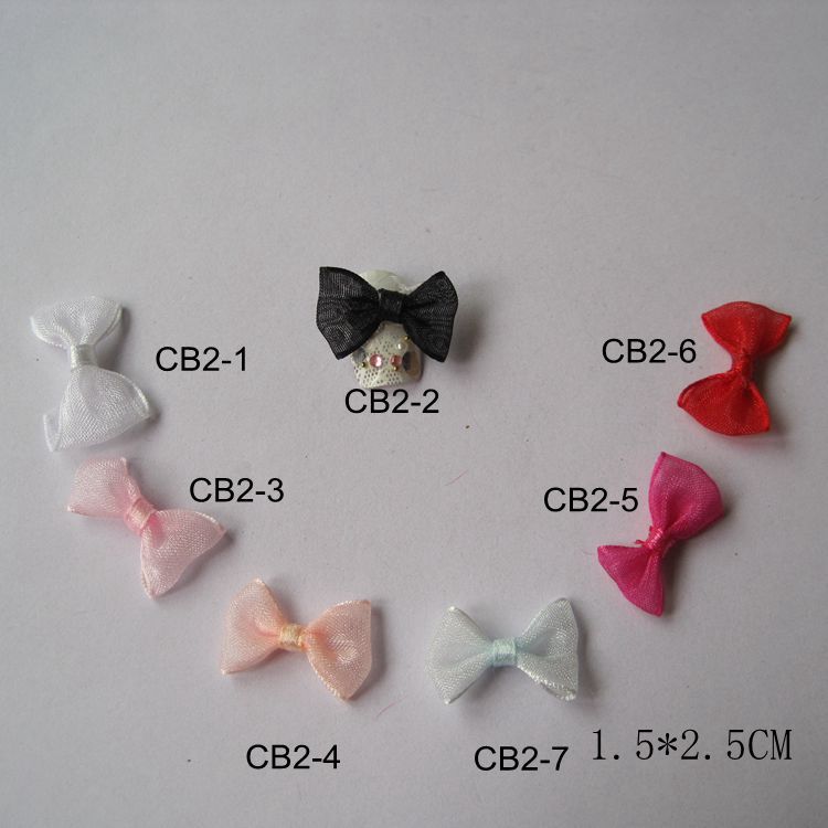 CB-2 30 stks/zak 7 Kleuren Transparante Kleur Stof Strik Nail Art Decoratie Nail art Stof Bow