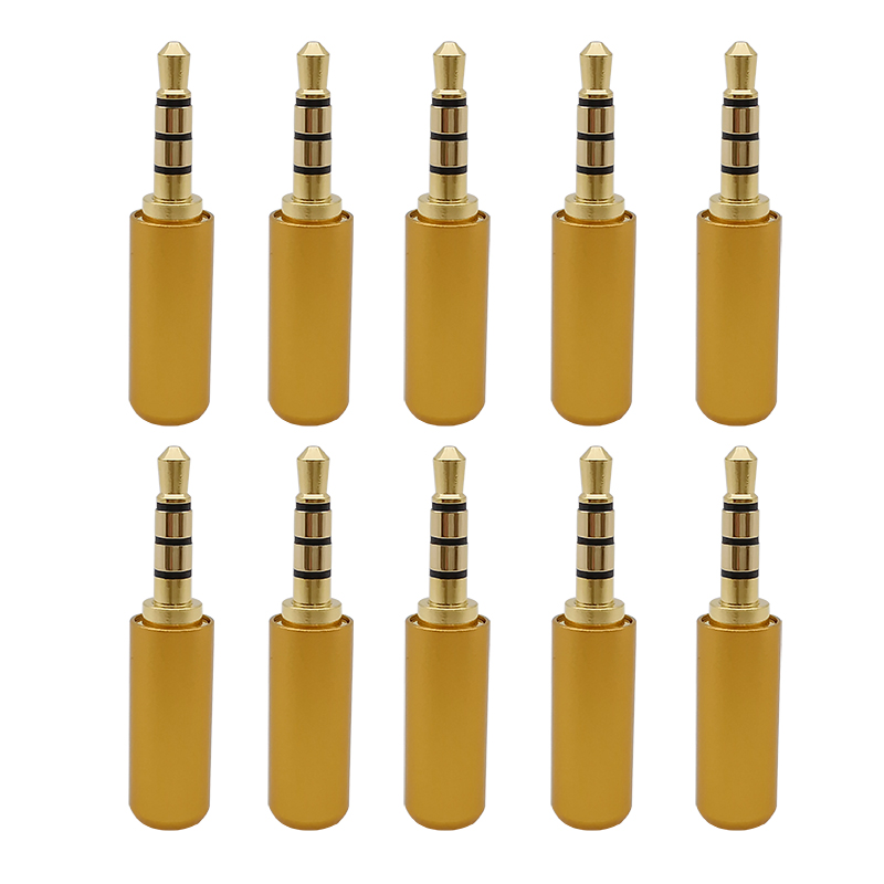 10 Pz Stereo 3.5mm Adattatore Spina Audio TRRS 4 Poli 3.5mm Maschio Spine Audio Cuffia Auricolare Martinetti AUX Cavo di Saldatura connettore: Oro
