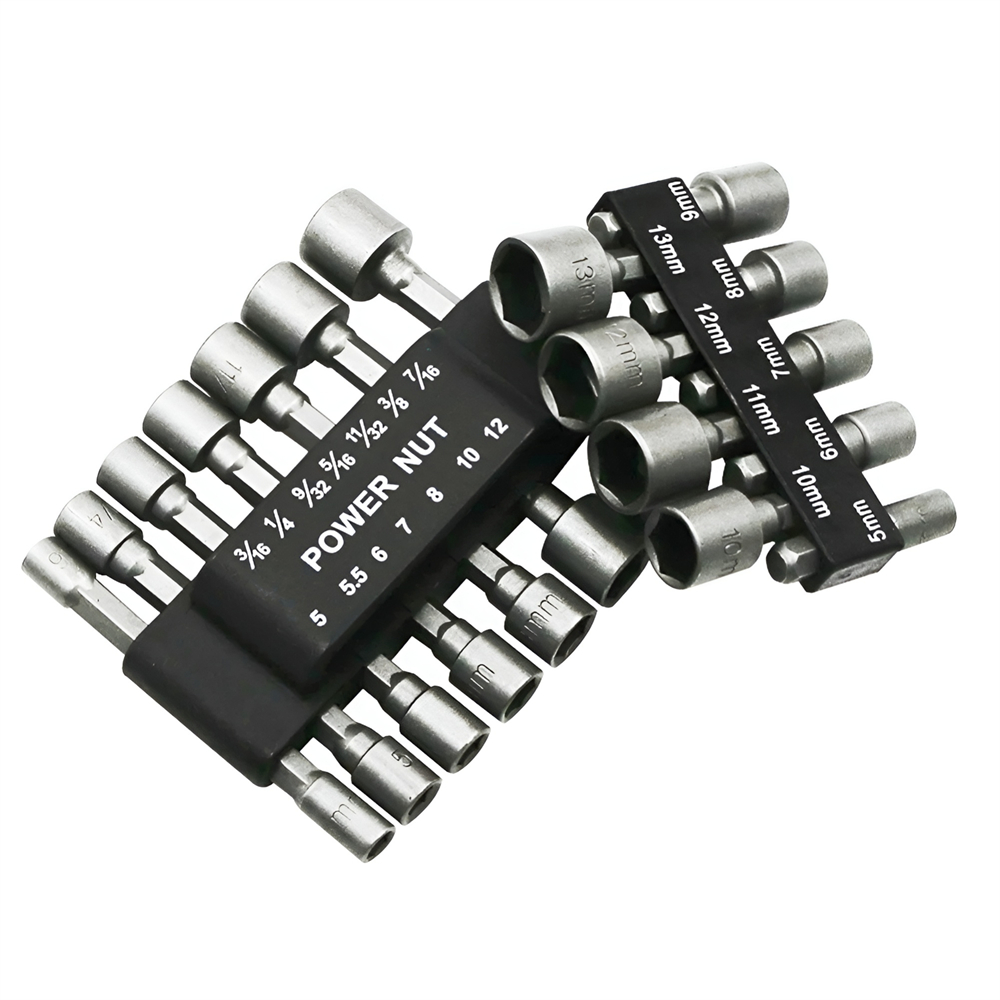 9/14 Stuks Zeskant Dopschroef Mof Nozzles Moer 1/4 "Schroevendraaier Bit Set 5-13Mm Schroevendraaier Set Vaste Boor Set Handgereedschap