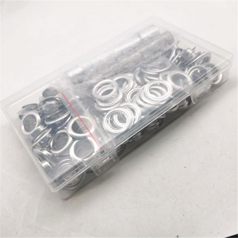 100 zestawów 14mm średnica wewnętrzna miedzi oczko podkładka metal srebrny 3 sztuka zestaw tłoczenia skórzane narzędzia rzemieślnicze i schowek