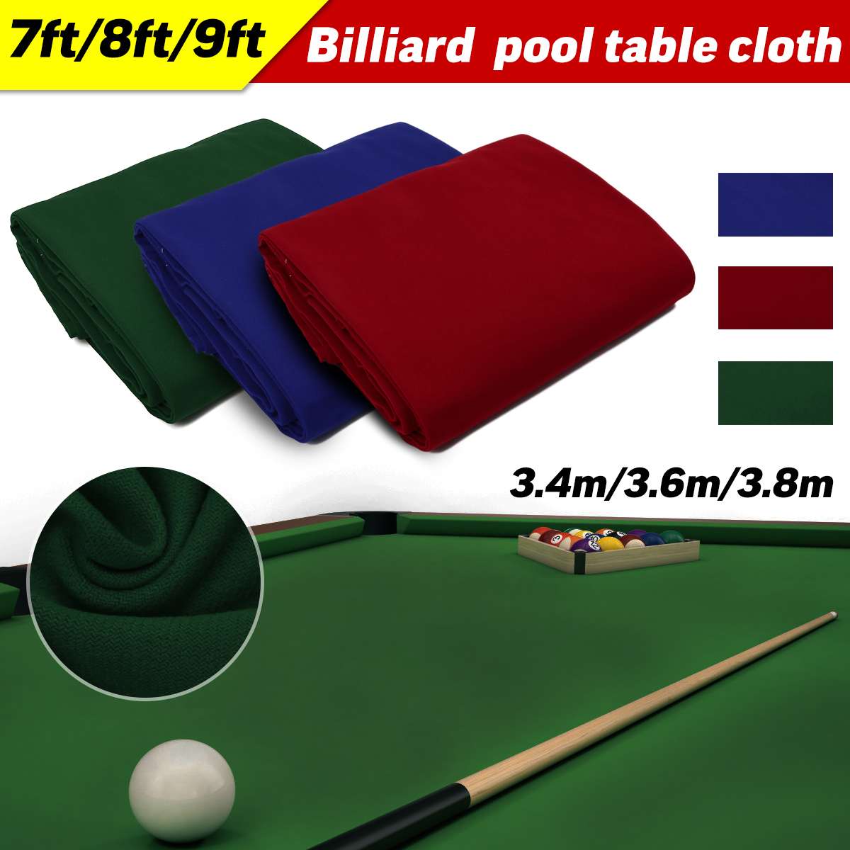 7/8/9 ft Pool Table Felt Snooker Accessories Billiard Table Cloth Felt Table For Bars Clubs Hotels Green/Red/Blue Table Cloth