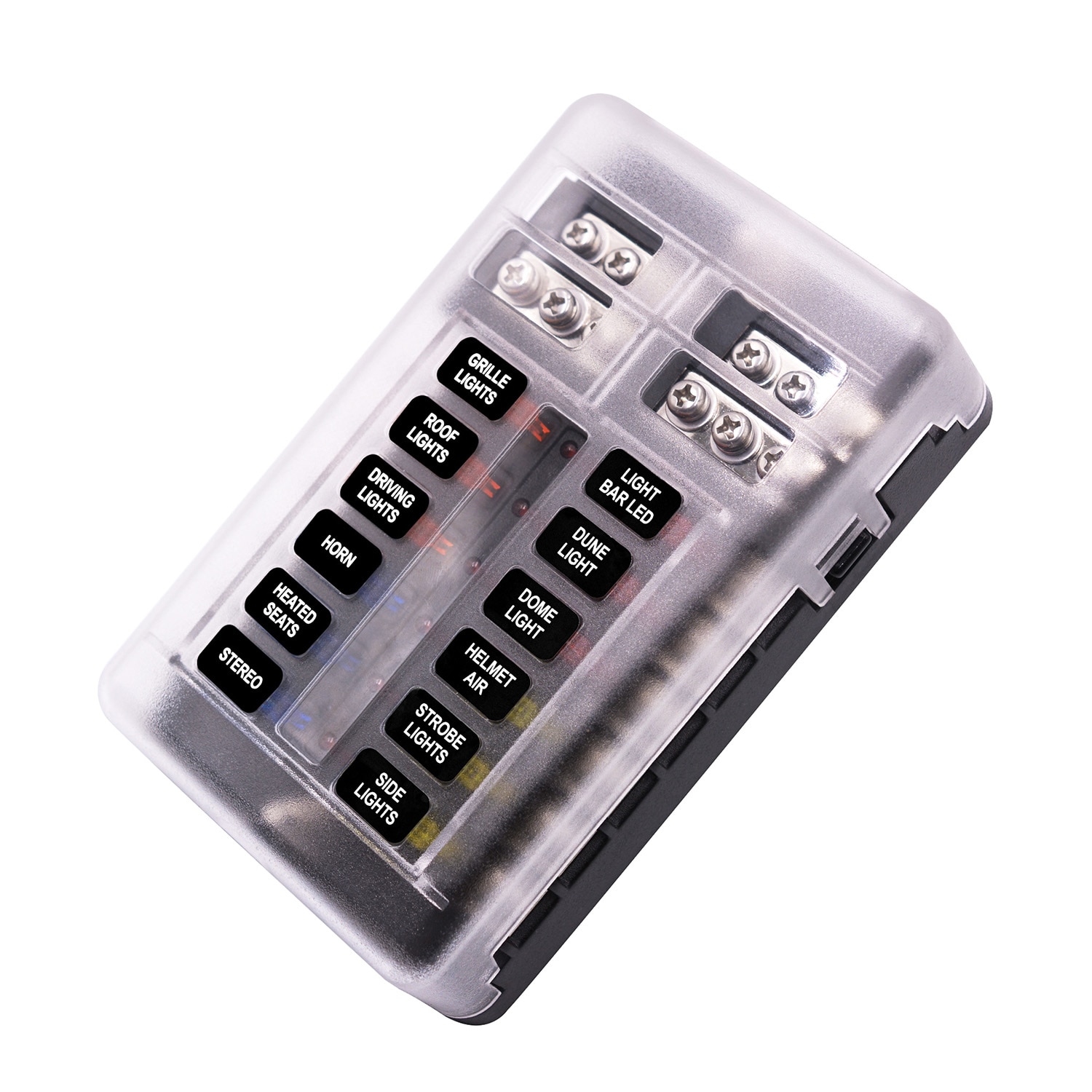 DC 12V Fuse Box with Negative Bus Blade Fuses Holder Block 12 Way with LED Indicator Fuse Holder Box Car accessories