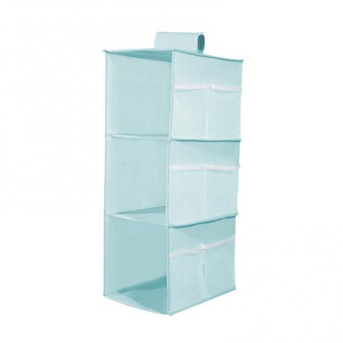 Household Clothes Hanging Drawer Box Underwear Sorting Storage Wall Wardrobe Closet Organizer Shelves Organiser: Blue 3 Layer