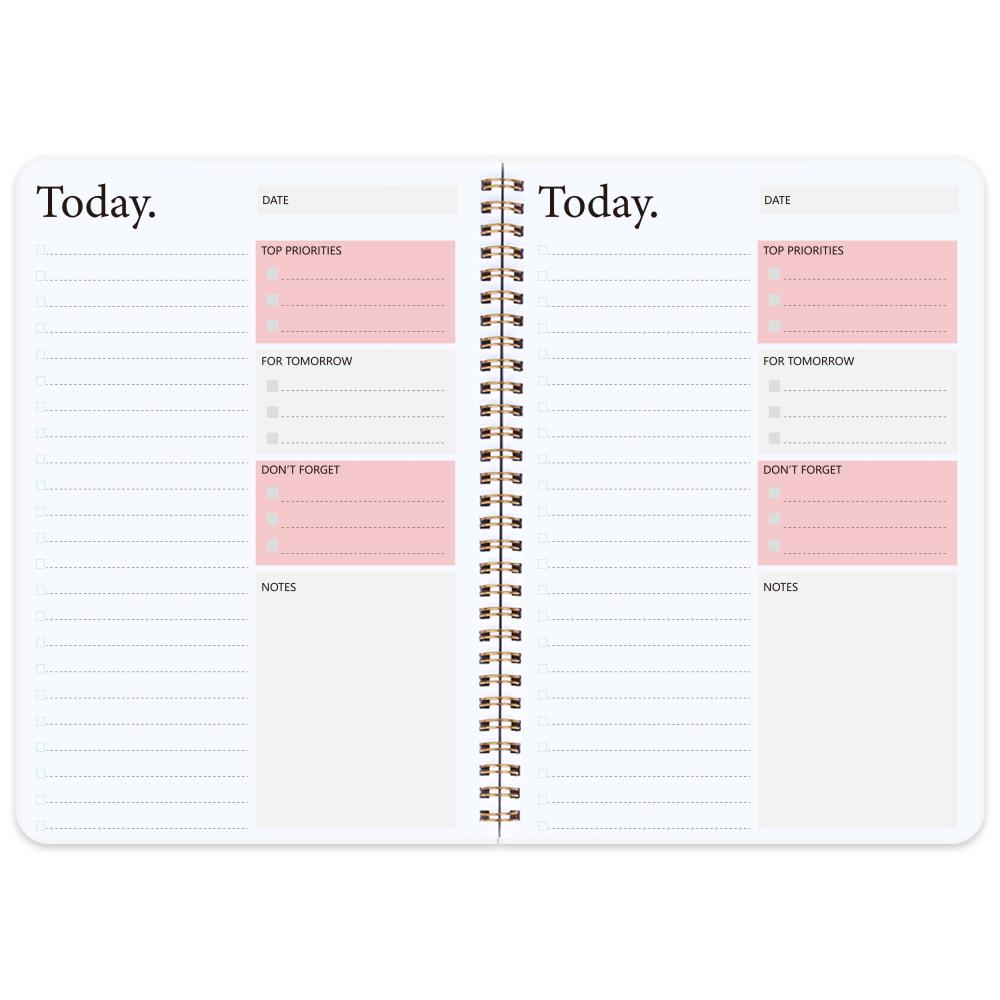 Planificateur quotidien Agenda du jour, Agenda non daté, couverture transparente, organisateur avec liste de tâches, fournitures scolaires et de bureau: B5-41