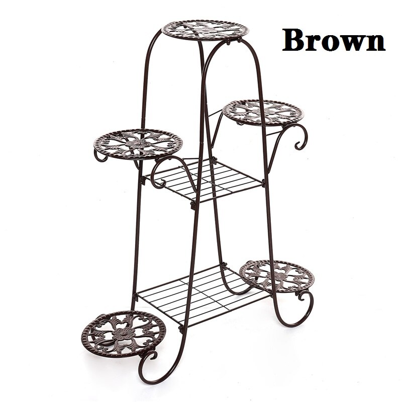 7 camada de ferro planta estande rack vaso de flores titular prateleira do jardim escritório em casa planta interior ao ar livre suculenta prateleira pátio jardim decoração: Marrom