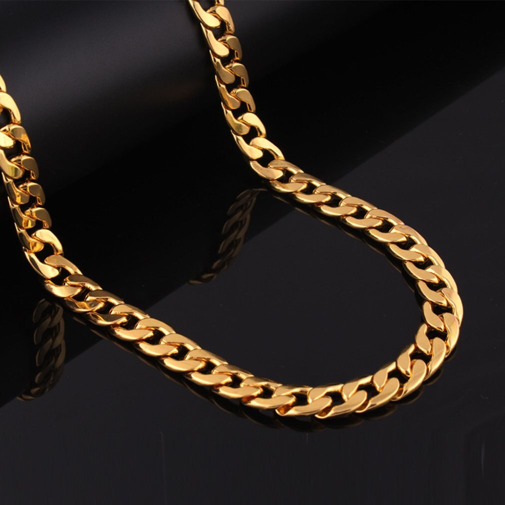 Punk Hip-hop Cuban Link Gold Chain Rapper Men Necklaces Street Popular Metal Alloy Long Chain Decorative Jewelry