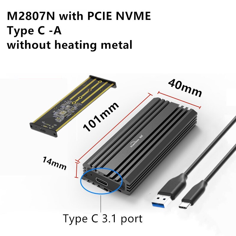 Custodia esterna SSD blueinfinite NVME M.2 porta usb tipo-c custodia SSD USB 3.1 10Gbps M.2 custodia per disco rigido SATA NVME/NGFF: M2807NC-A