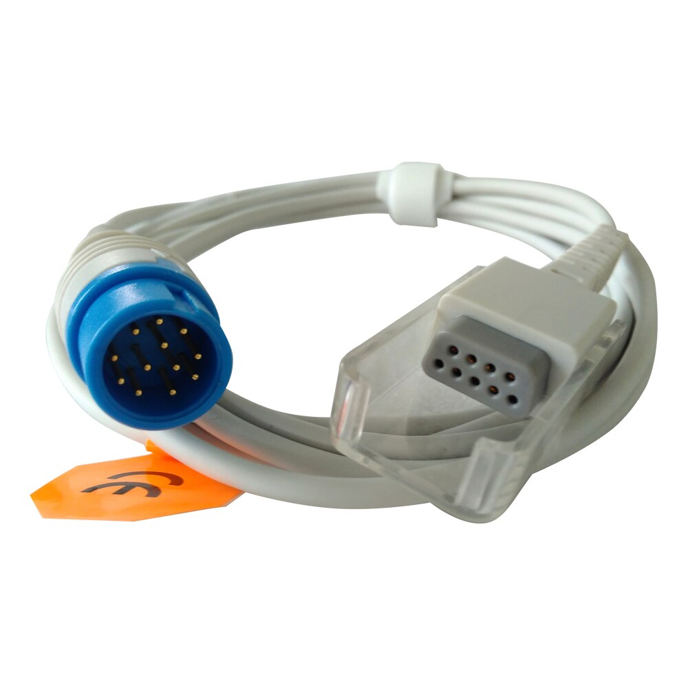 M1900B compatible SPO2 Adapter extension cable with 12 pin to 9 pin D sub input connector length 2m