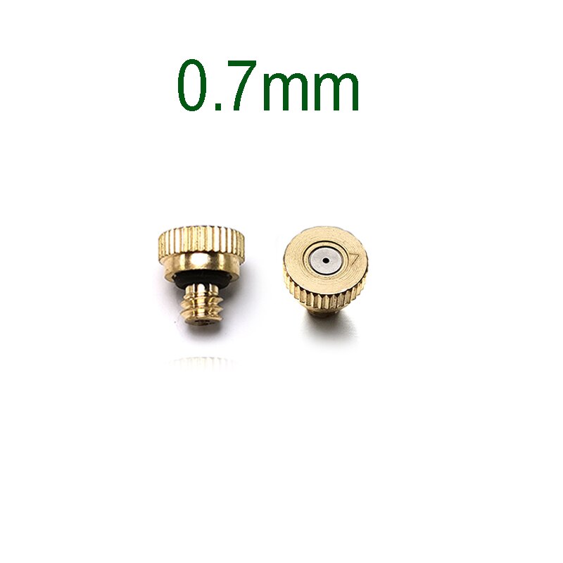 20 Stuks Schroefdraad Messing Verneveling Nozzle 0.1-0.8Mm Orifice Water Mister Onderdelen Fog Nozzle Voor Patio Vernevelaars outdoor Cooling: 0.7mm