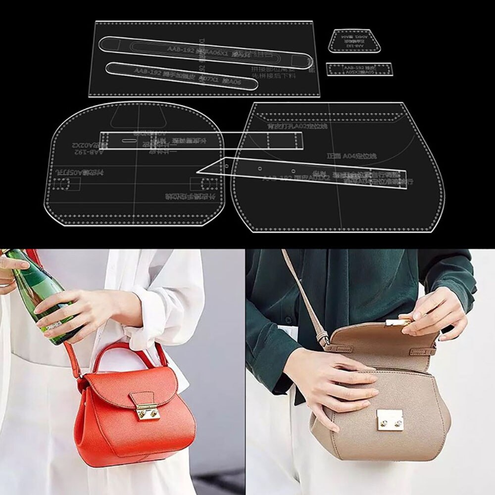 Lychee Life Single-Shoulder Bag Sewing Pattern Acrylic Leather Template DIY Handmade Leathercrafts Supplies