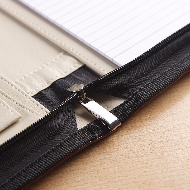 A4 Portable File Folder with Calculator Binder Organizer Manager Office Document Pad Briefcase PU Leather Padfolio Bag