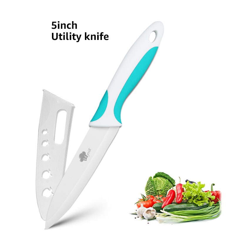 Keramik Messer 6 5 4 3 zoll Chef Fleisch Zoll-dienstprogramm Slicing Schäl Messer Weiß Klinge Bunte Anti-slip Griff küche Kochen Werkzeuge: 5 inch green white