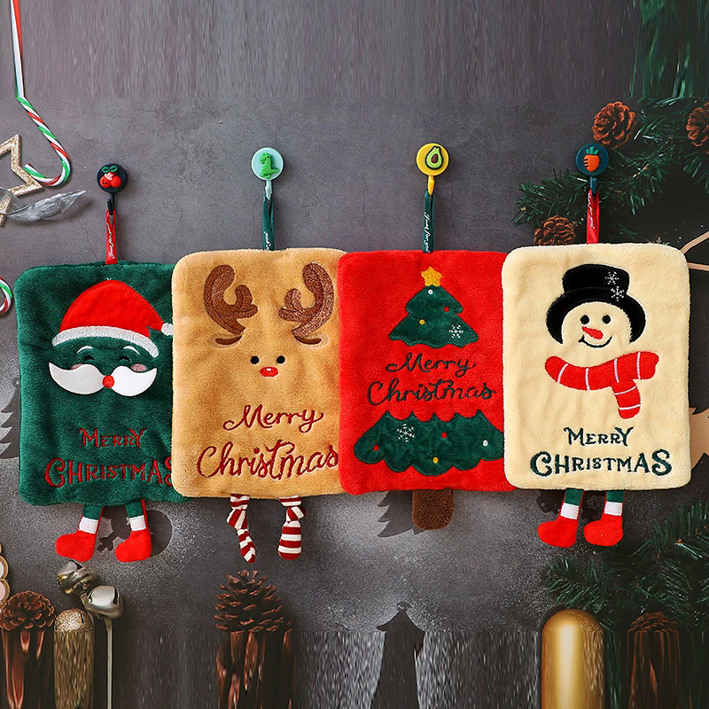 Christmas Hand Towels Cute Kitchen Towel Decortive Handkerchief Towels Bathroom Hanging Towel for Hands Christmas Decoration