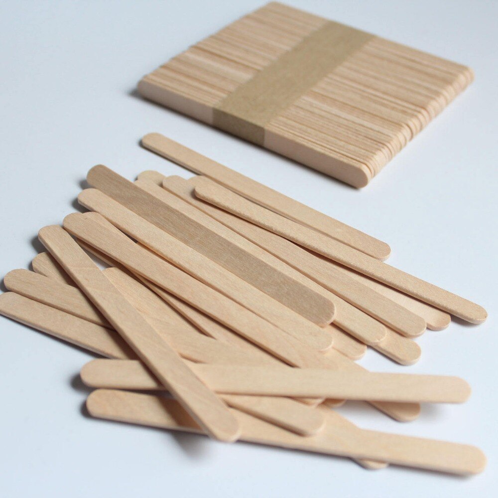 50Pcs Wooden Popsicle Stick Kids Hand Crafts Art Ice Cream Lolly Cake DIY Making Funny Tools
